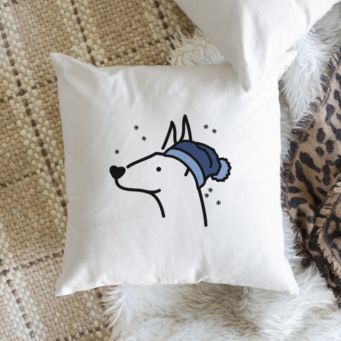 Beanie Winter Dog Breed Throw Pillow Cover -50+ Breeds