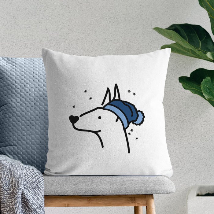 Beanie Winter Dog Breed Throw Pillow Cover -50+ Breeds