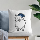 Pomeranian Beanie Winter Dog Breed Throw Pillow Cover -50+ Breeds