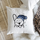 French Bulldog Beanie Winter Dog Breed Throw Pillow Cover -50+ Breeds