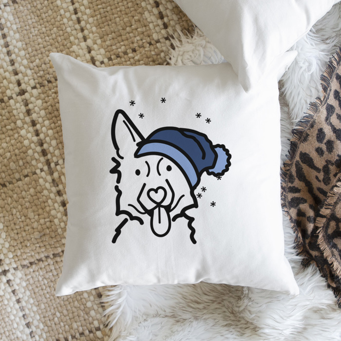 Beanie Winter Dog Breed Throw Pillow Cover -50+ Breeds