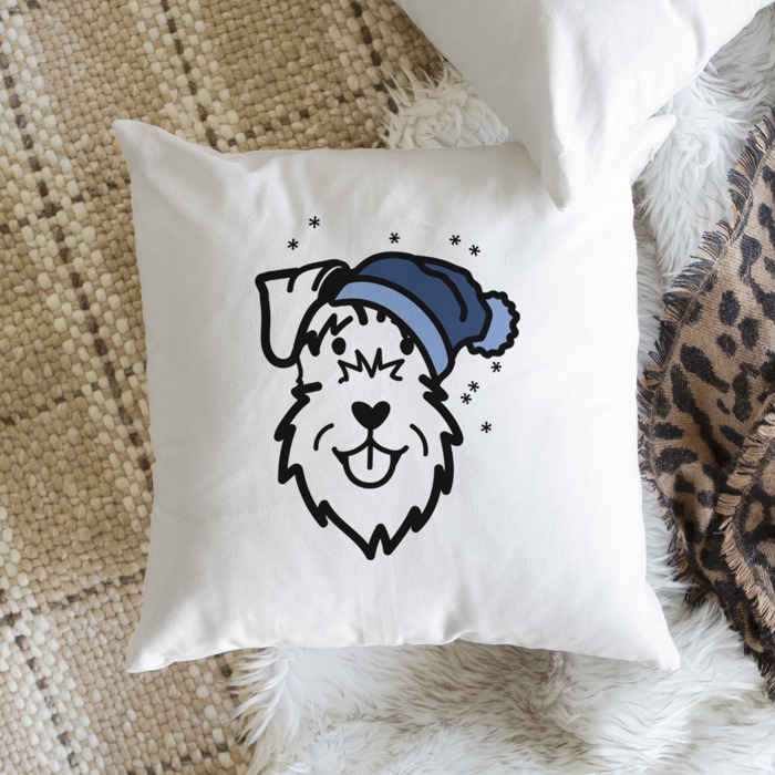 Beanie Winter Dog Breed Throw Pillow Cover -50+ Breeds