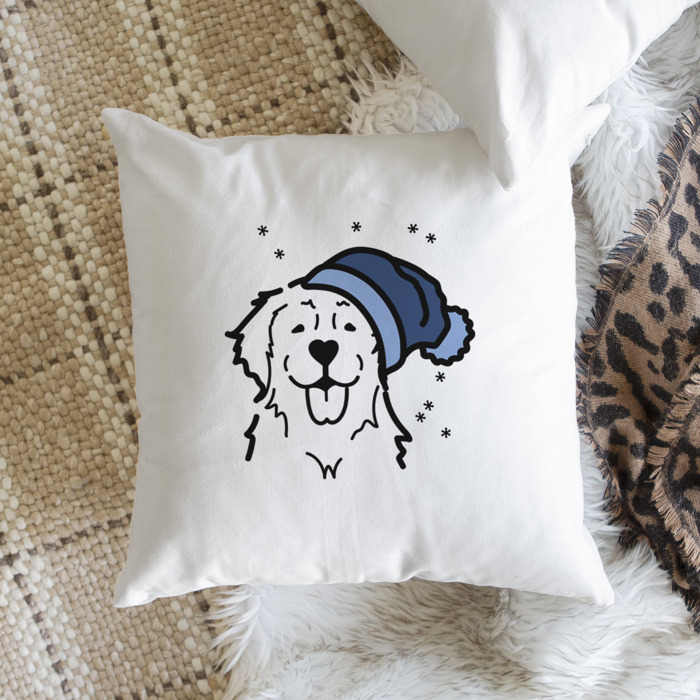 Beanie Winter Dog Breed Throw Pillow Cover -50+ Breeds