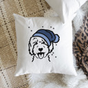 Goldendoodle 2 Beanie Winter Dog Breed Throw Pillow Cover -50+ Breeds