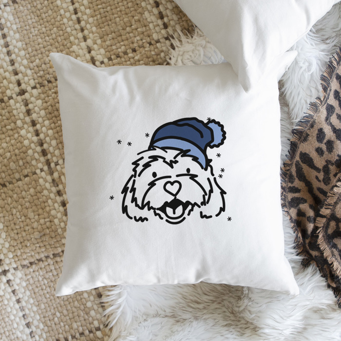Beanie Winter Dog Breed Throw Pillow Cover -50+ Breeds