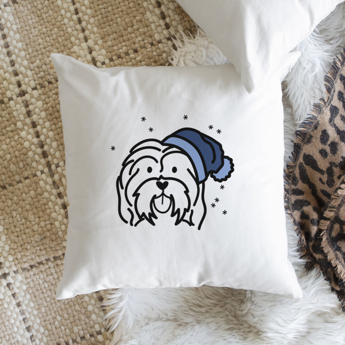 Beanie Winter Dog Breed Throw Pillow Cover -50+ Breeds