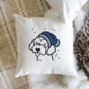 Havapoo Beanie Winter Dog Breed Throw Pillow Cover -50+ Breeds