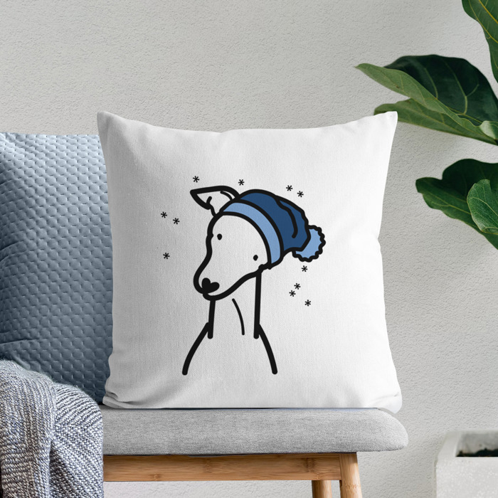 Beanie Winter Dog Breed Throw Pillow Cover -50+ Breeds