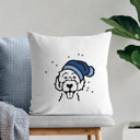 Labradoodle Beanie Winter Dog Breed Throw Pillow Cover -50+ Breeds