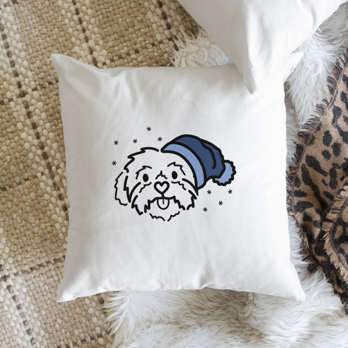 Beanie Winter Dog Breed Throw Pillow Cover -50+ Breeds