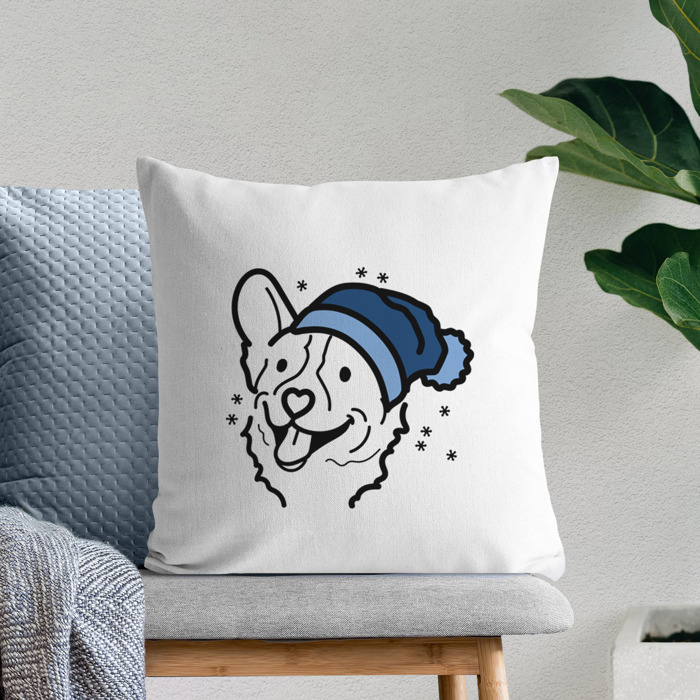 Beanie Winter Dog Breed Throw Pillow Cover -50+ Breeds