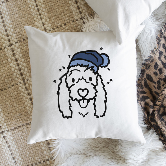 Beanie Winter Dog Breed Throw Pillow Cover -50+ Breeds