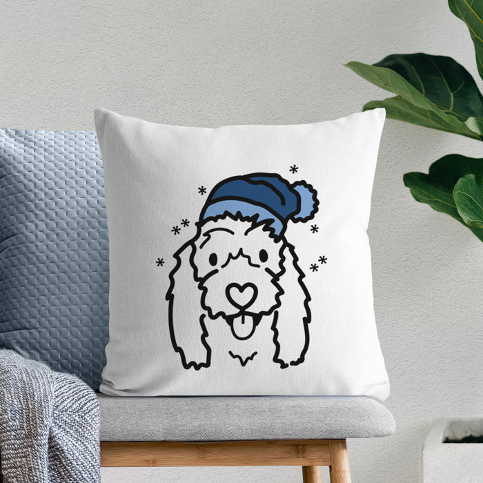 Beanie Winter Dog Breed Throw Pillow Cover -50+ Breeds