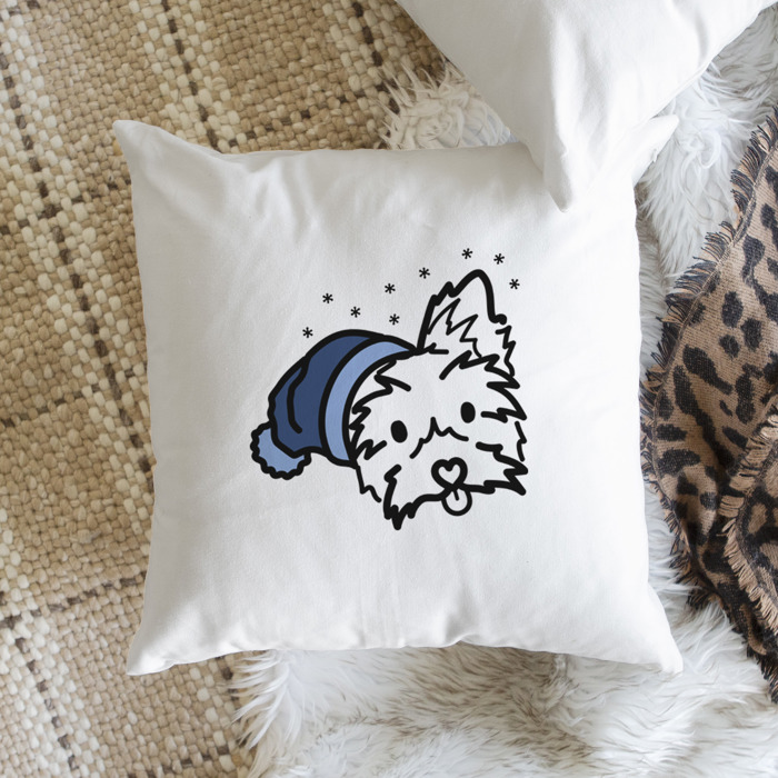 Beanie Winter Dog Breed Throw Pillow Cover -50+ Breeds