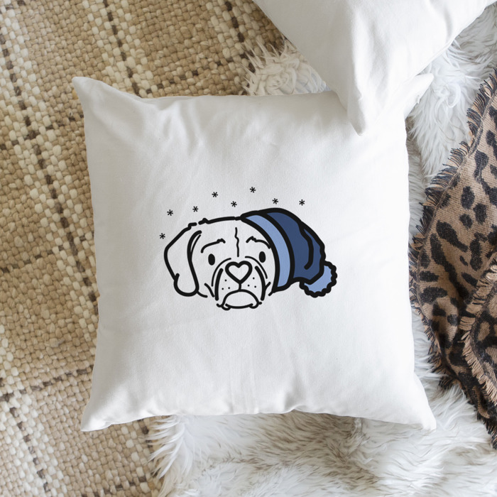 Beanie Winter Dog Breed Throw Pillow Cover -50+ Breeds