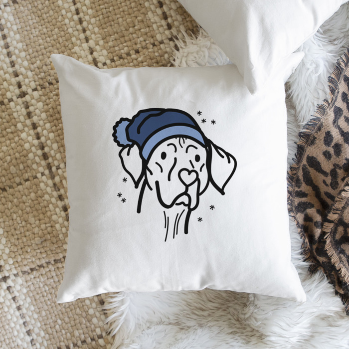 Beanie Winter Dog Breed Throw Pillow Cover -50+ Breeds