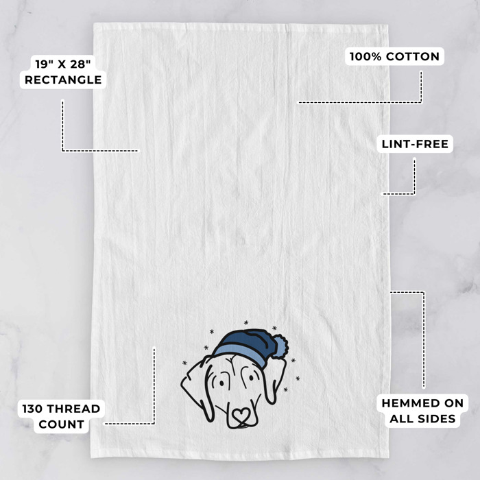 Winter Beanie Dog  Breed Tea Towel - 50+ Breeds