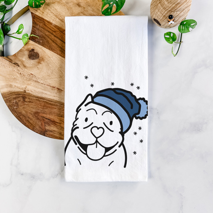 Winter Beanie Dog  Breed Tea Towel - 50+ Breeds