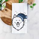 American Eskimo Winter Beanie Dog  Breed Tea Towel - 50+ Breeds