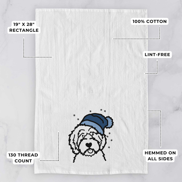 Winter Beanie Dog  Breed Tea Towel - 50+ Breeds