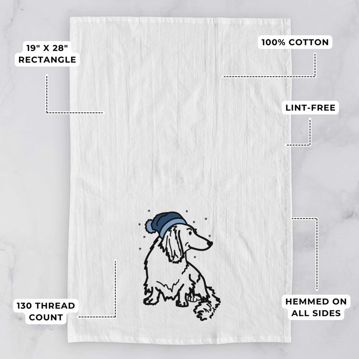 Winter Beanie Dog  Breed Tea Towel - 50+ Breeds