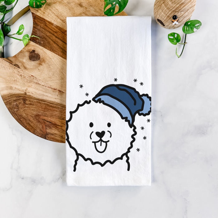 Winter Beanie Dog  Breed Tea Towel - 50+ Breeds