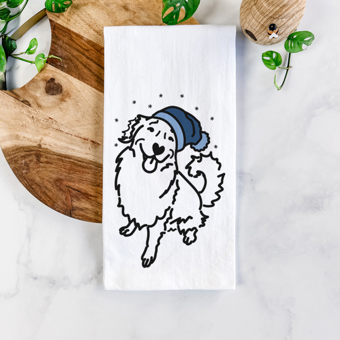 Winter Beanie Dog  Breed Tea Towel - 50+ Breeds