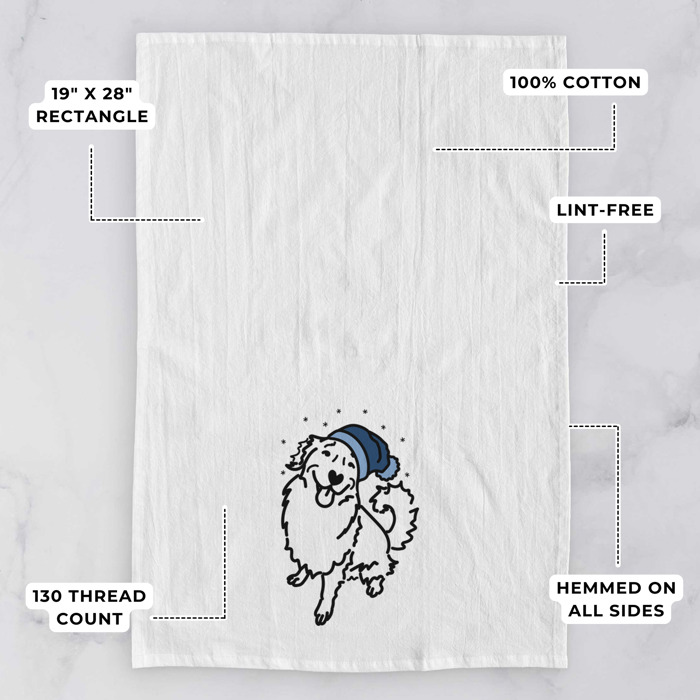 Winter Beanie Dog  Breed Tea Towel - 50+ Breeds