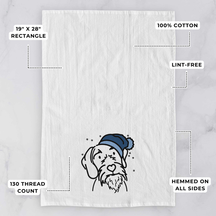 Winter Beanie Dog  Breed Tea Towel - 50+ Breeds