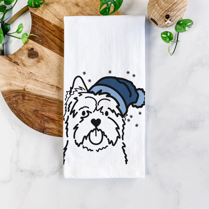Winter Beanie Dog  Breed Tea Towel - 50+ Breeds