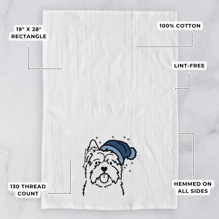 Winter Beanie Dog  Breed Tea Towel - 50+ Breeds