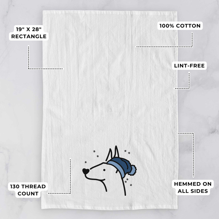 Winter Beanie Dog  Breed Tea Towel - 50+ Breeds