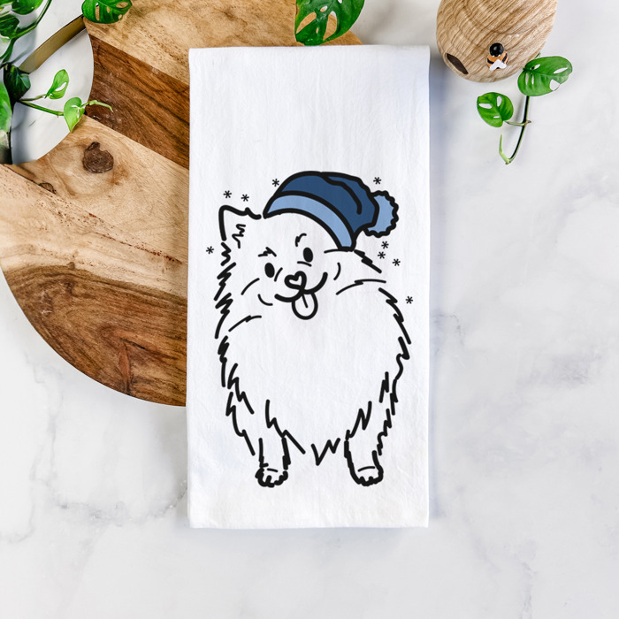Winter Beanie Dog  Breed Tea Towel - 50+ Breeds