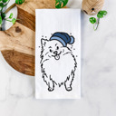Pomeranian Winter Beanie Dog  Breed Tea Towel - 50+ Breeds