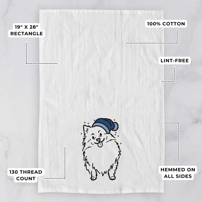 Winter Beanie Dog  Breed Tea Towel - 50+ Breeds