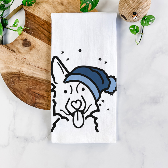 Winter Beanie Dog  Breed Tea Towel - 50+ Breeds