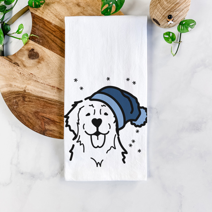 Winter Beanie Dog  Breed Tea Towel - 50+ Breeds