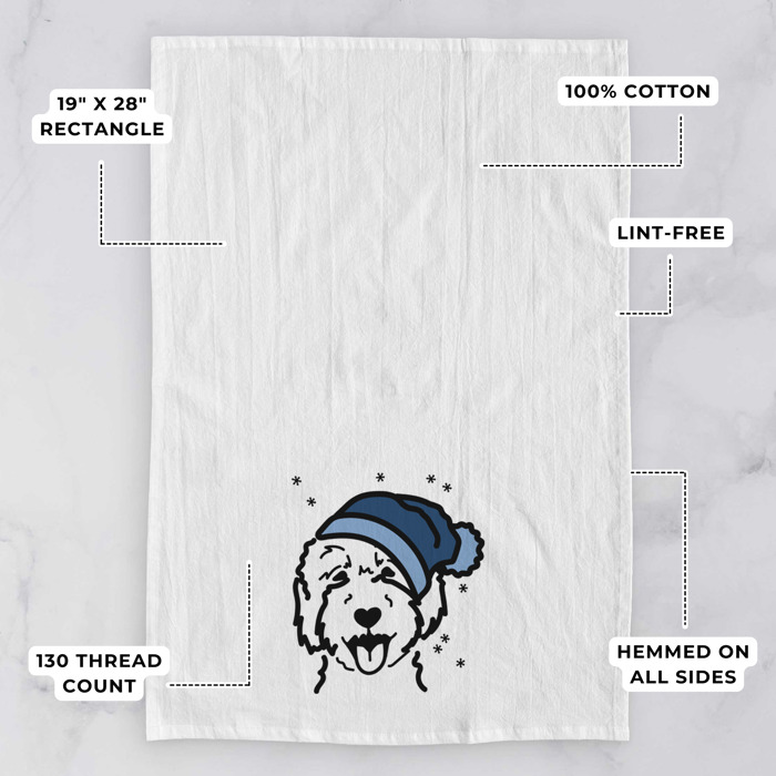 Winter Beanie Dog  Breed Tea Towel - 50+ Breeds