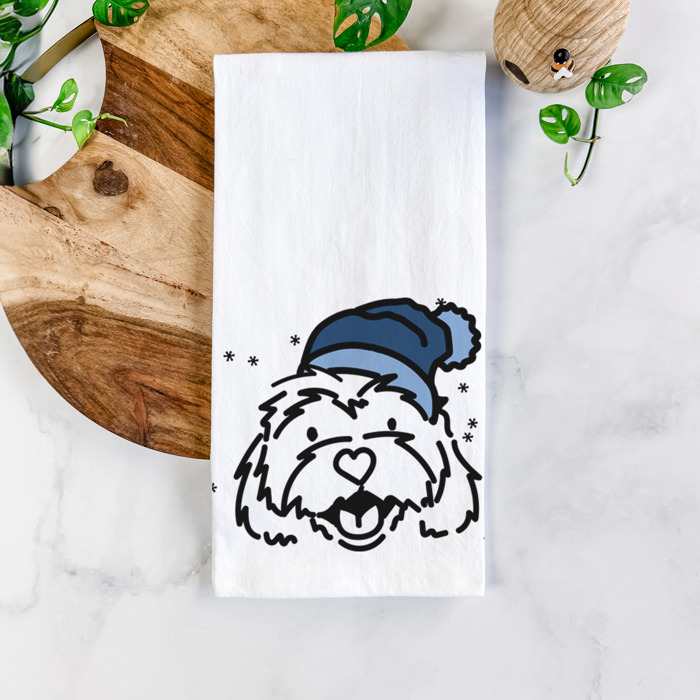 Winter Beanie Dog  Breed Tea Towel - 50+ Breeds