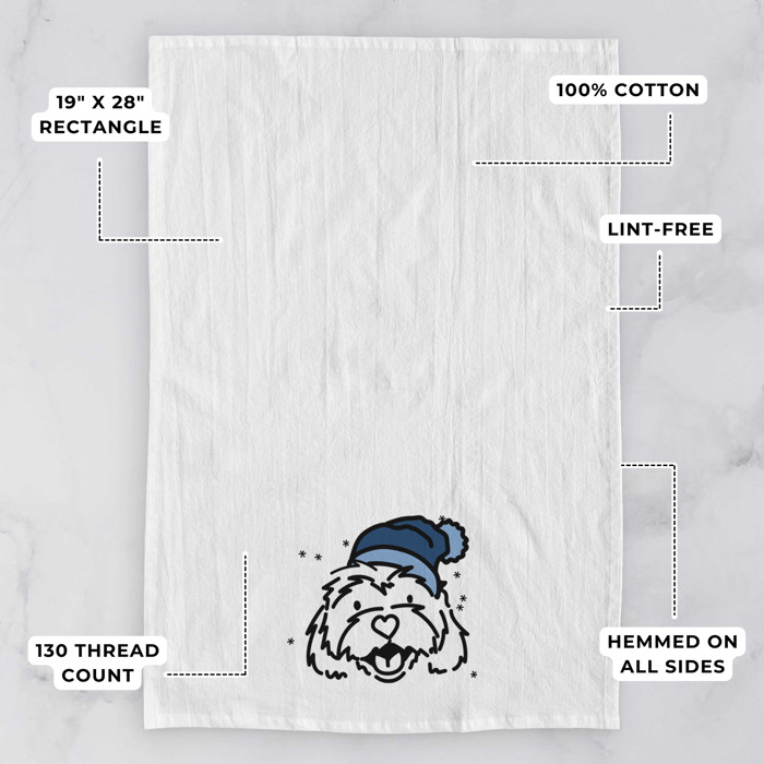 Winter Beanie Dog  Breed Tea Towel - 50+ Breeds