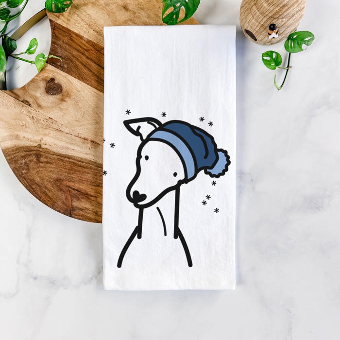Winter Beanie Dog  Breed Tea Towel - 50+ Breeds