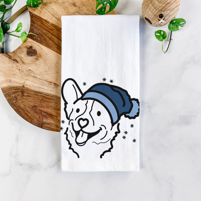 Winter Beanie Dog  Breed Tea Towel - 50+ Breeds