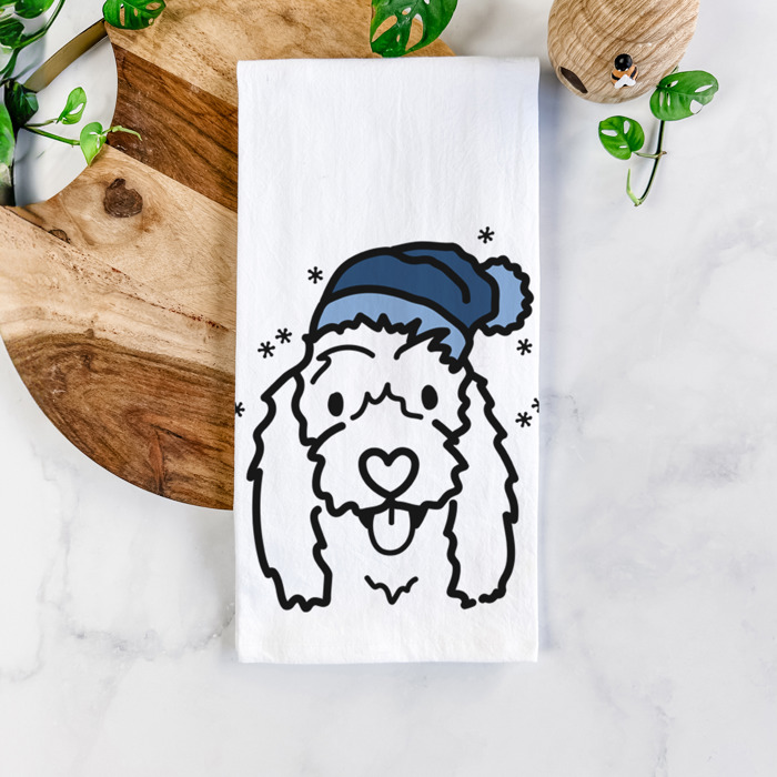 Winter Beanie Dog  Breed Tea Towel - 50+ Breeds