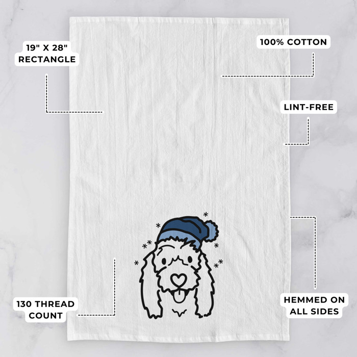 Winter Beanie Dog  Breed Tea Towel - 50+ Breeds