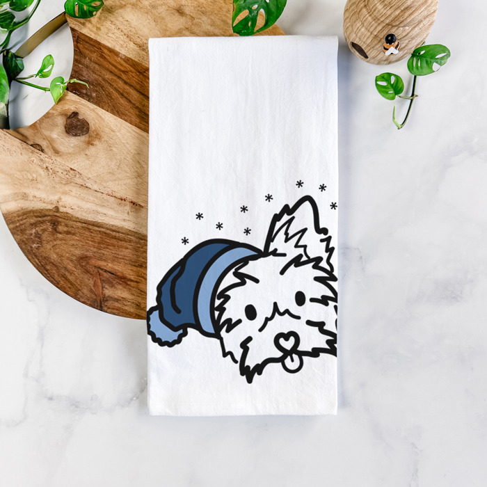 Winter Beanie Dog  Breed Tea Towel - 50+ Breeds