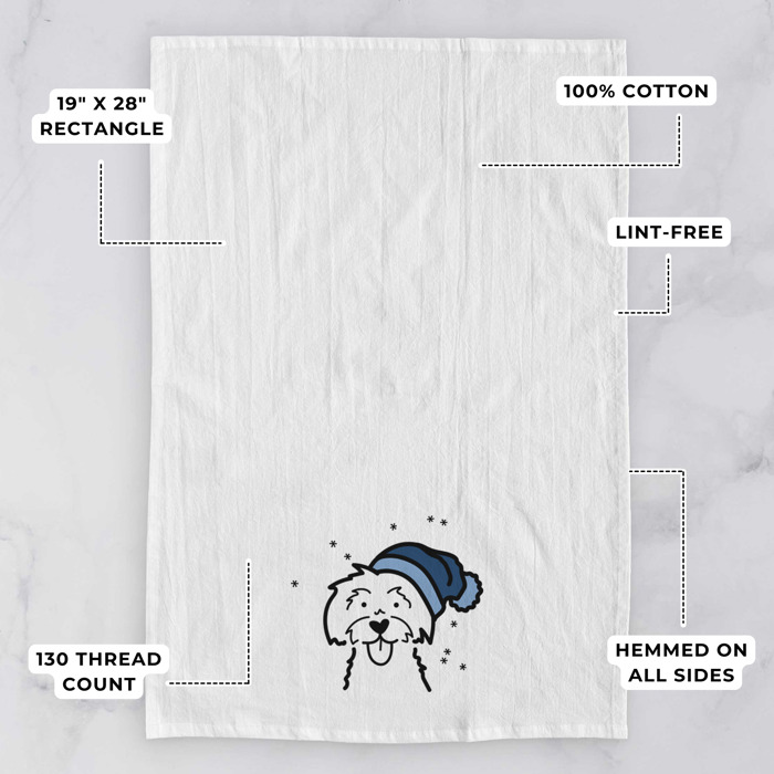 Winter Beanie Dog  Breed Tea Towel - 50+ Breeds
