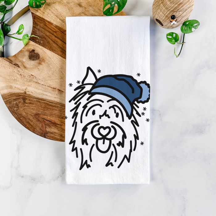 Winter Beanie Dog  Breed Tea Towel - 50+ Breeds