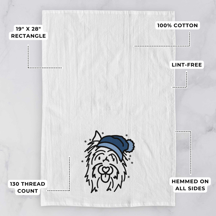 Winter Beanie Dog  Breed Tea Towel - 50+ Breeds