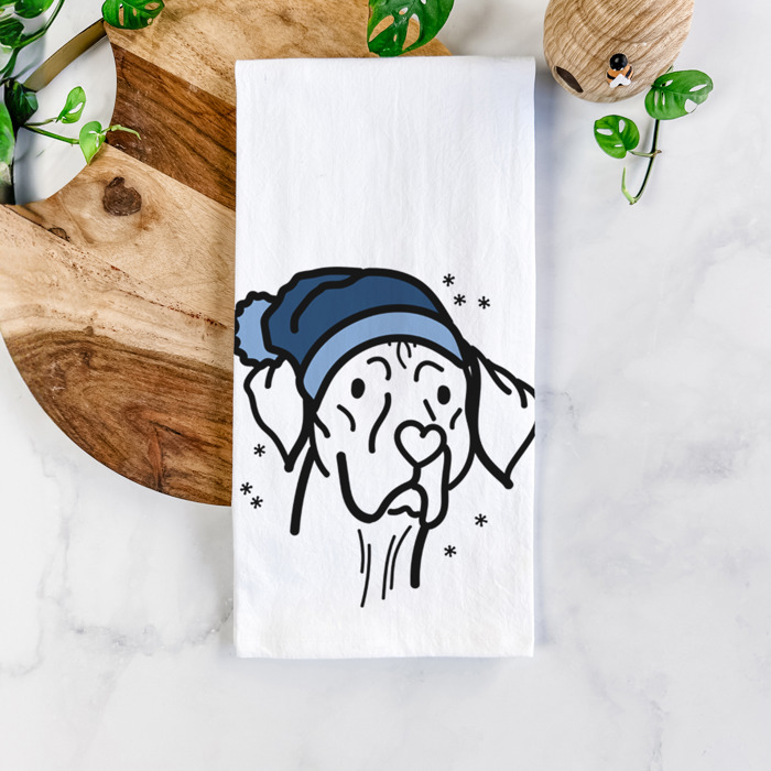 Winter Beanie Dog  Breed Tea Towel - 50+ Breeds