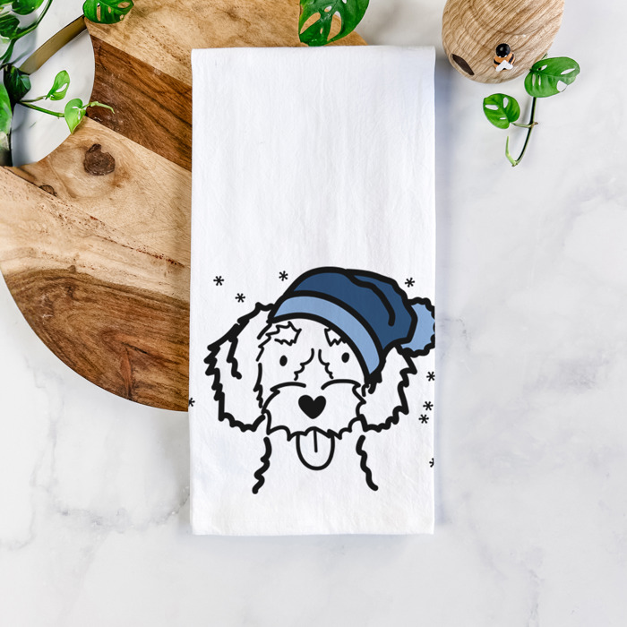 Winter Beanie Dog  Breed Tea Towel - 50+ Breeds